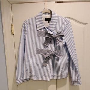 J.Crew Pinstripe Bow Tied Blouse